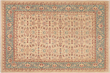 handmade Transitional Kafkaz Chobi Ziegler Beige Green Hand Knotted RECTANGLE 100% WOOL area rug 8 x 10